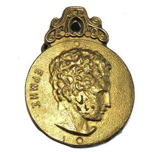 Vintage Brass Letter Clip Desk Accessory Nautical Greek Mythology Hermes Decor